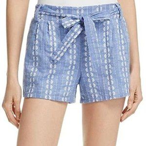 Splendid cotton floral embroidered blue shorts tie waist XL